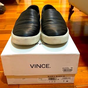 Vince black slip on shoes